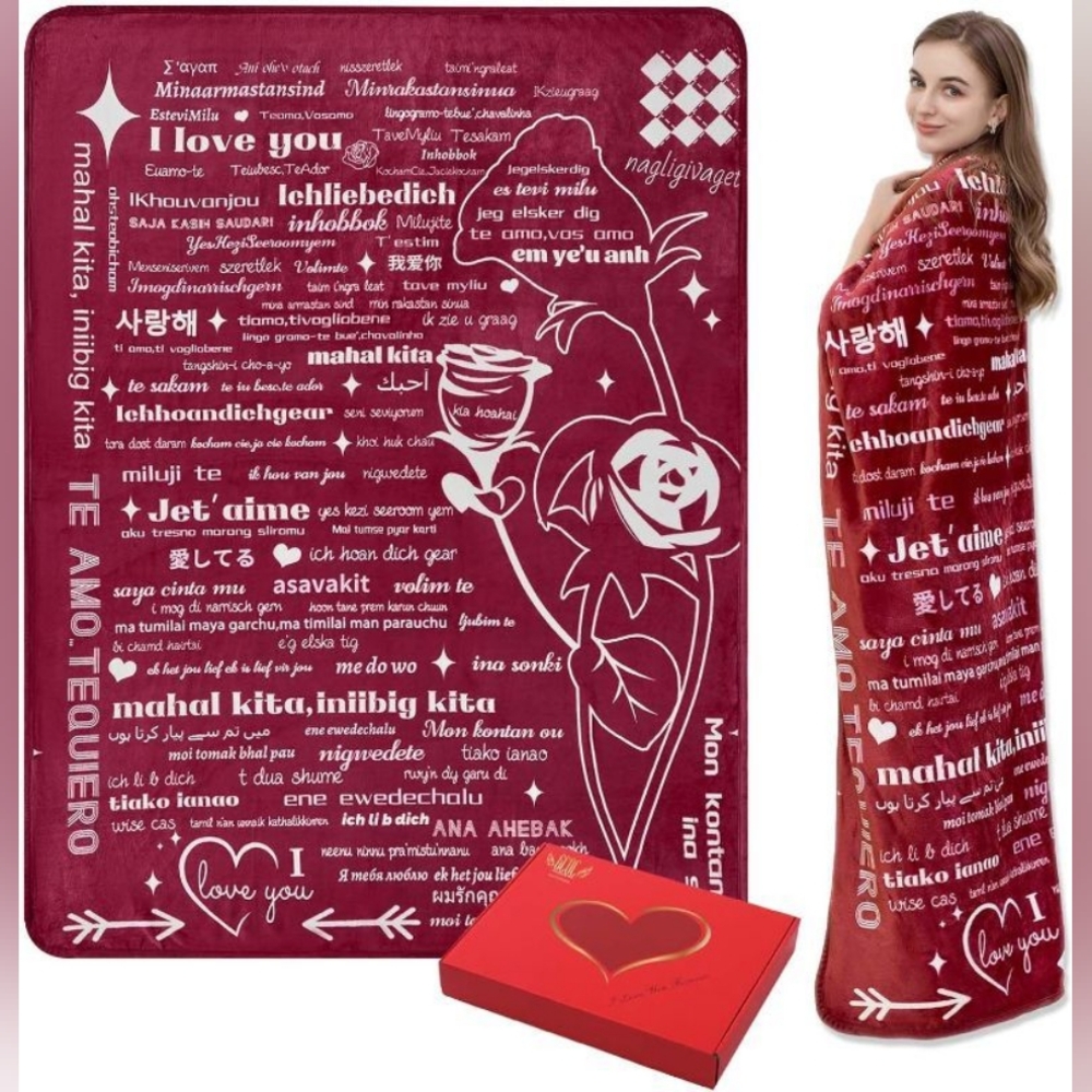 Warm Red Love Blanket